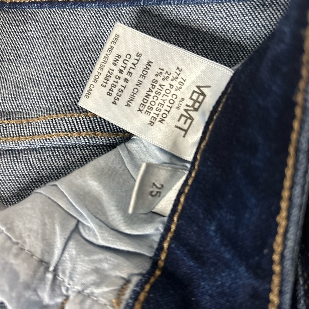 Vervet High Rise Slim Straight Jeans Raw Hem Dark Wash Women’s 25 - Picture 5 of 10